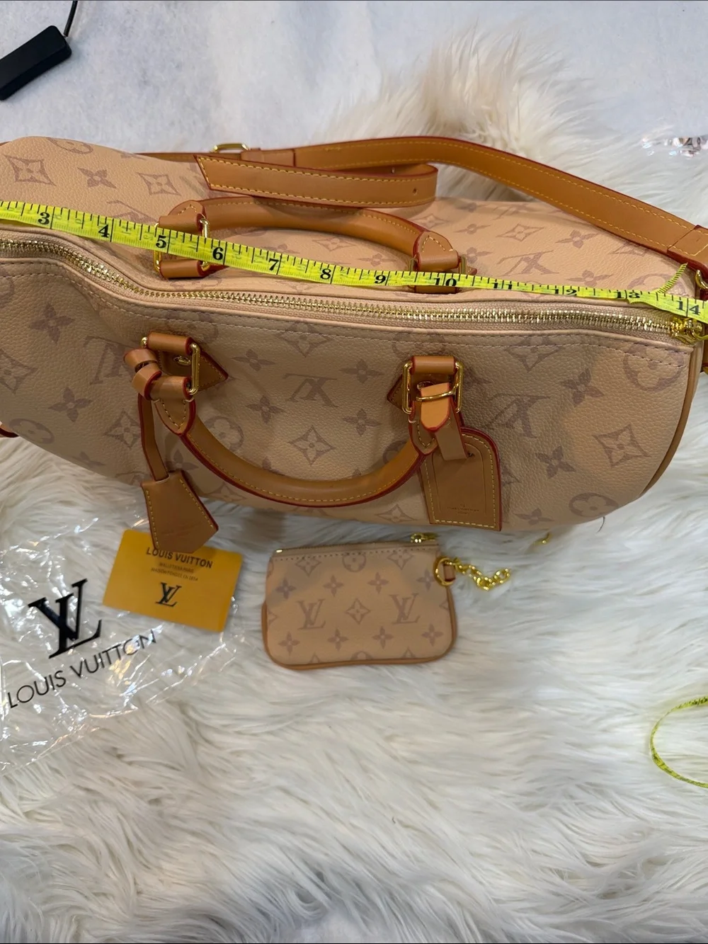 Luxury Beige Monogram Satchel Handbag